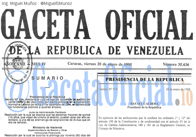 Gaceta Oficial 35636 del 20 Enero 1995