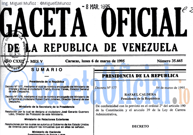 Gaceta Oficial 35665 del 6 Marzo 1995