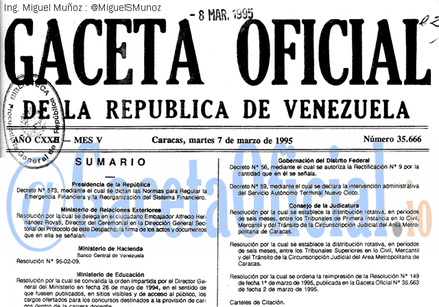 Gaceta Oficial 35666 del 7 Marzo 1995