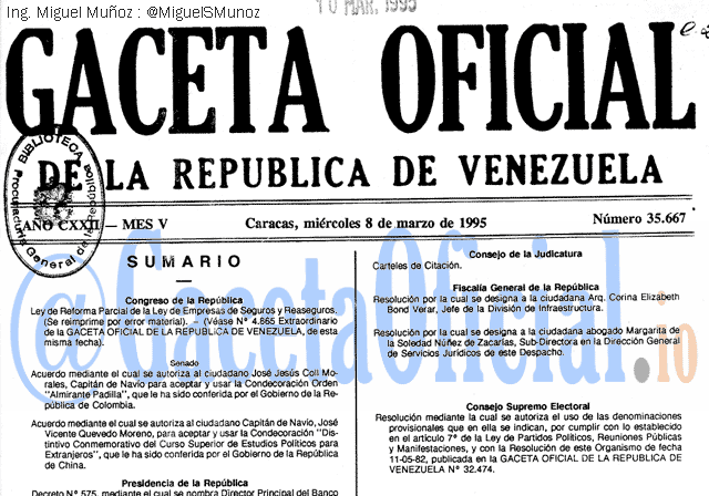 Gaceta Oficial 35667 del 8 Marzo 1995