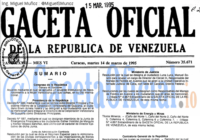 Gaceta Oficial 35671 del 14 Marzo 1995