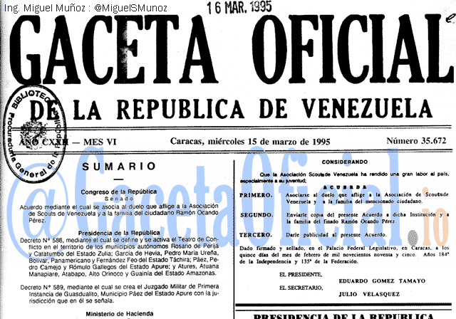 Gaceta Oficial 35672 del 15 Marzo 1995
