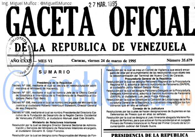 Gaceta Oficial 35679 del 24 Marzo 1995