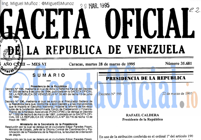 Gaceta Oficial 35681 del 28 Marzo 1995