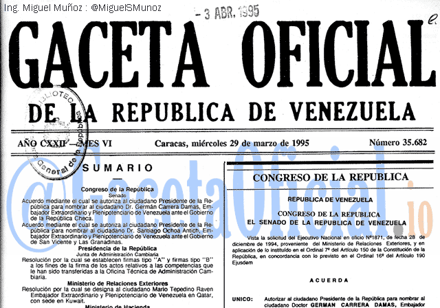 Gaceta Oficial 35682 del 29 Marzo 1995