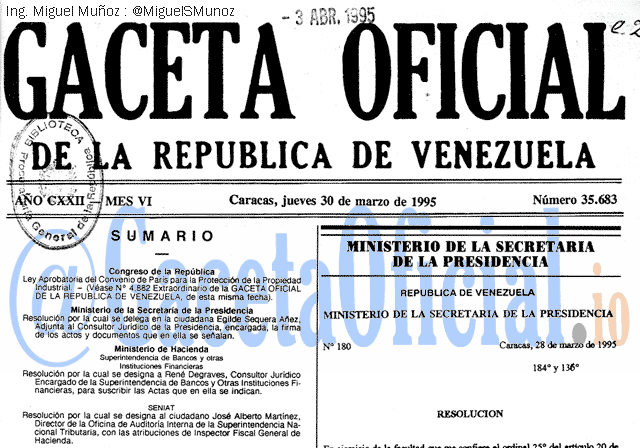 Gaceta Oficial 35683 del 30 Marzo 1995