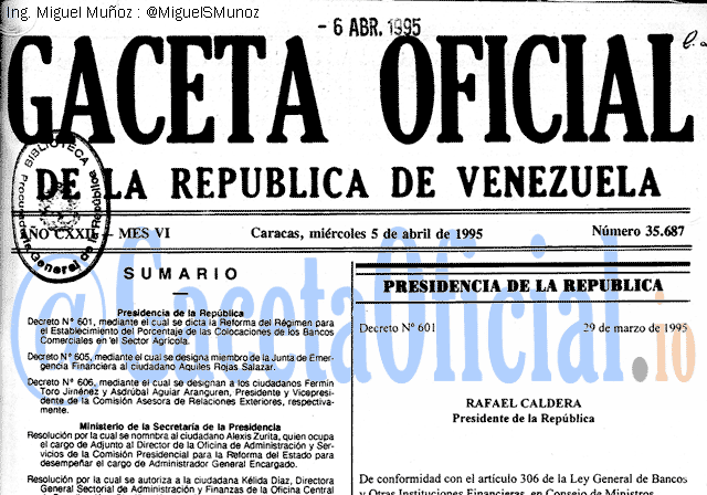 Gaceta Oficial 35687 del 5 Abril 1995