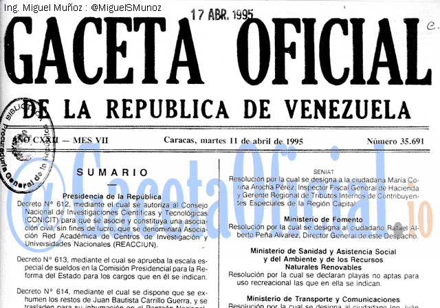 Gaceta Oficial 35691 del 11 Abril 1995