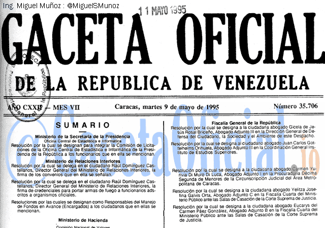 Gaceta Oficial 35706 del 9 Mayo 1995