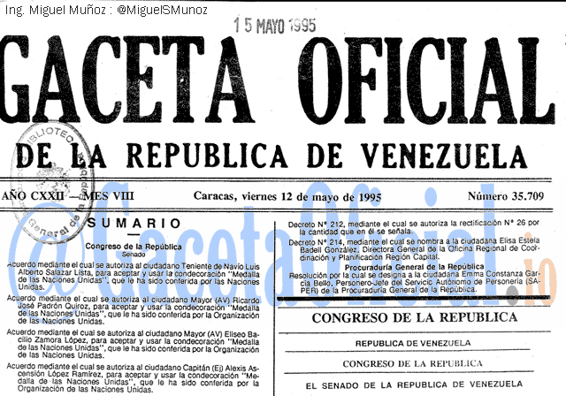 Gaceta Oficial 35709 del 12 Mayo 1995