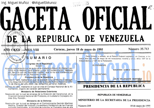 Gaceta Oficial 35713 del 18 Mayo 1995