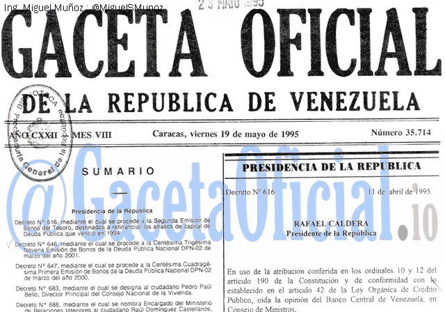 Gaceta Oficial 35714 del 19 Mayo 1995