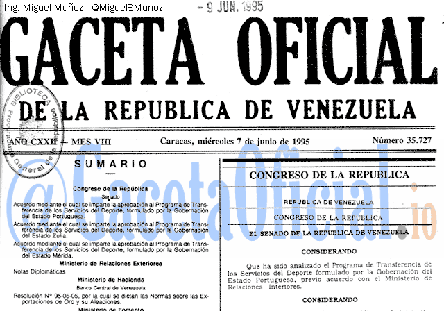 Gaceta Oficial 35727 del 7 Junio 1995