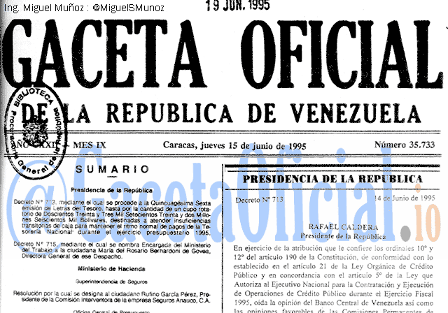 Gaceta Oficial 35733 del 15 Junio 1995