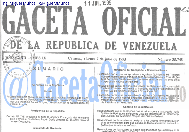 Gaceta Oficial 35748 del 7 Julio 1995
