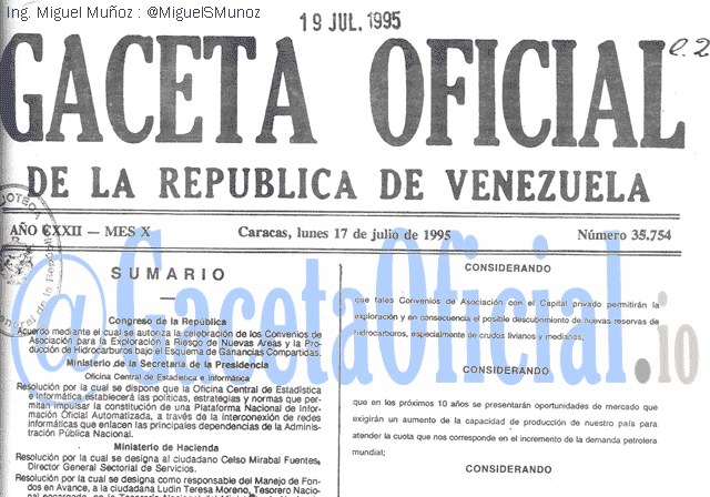 Gaceta Oficial 35754 del 17 Julio 1995