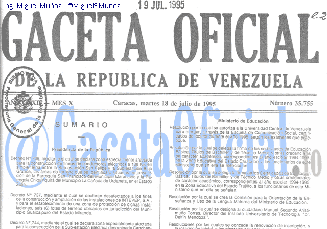 Gaceta Oficial 35755 del 18 Julio 1995