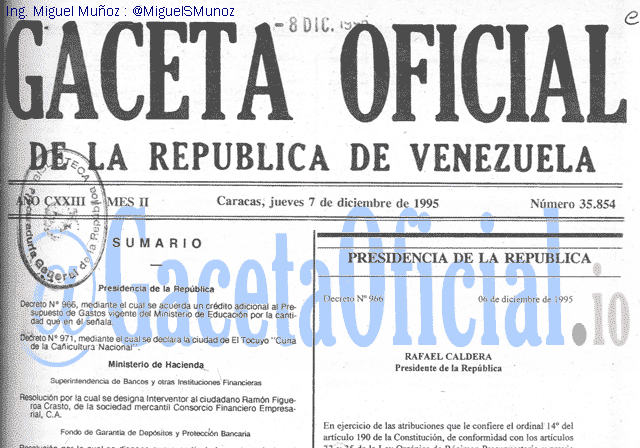 Gaceta Oficial 35854 del 7 Diciembre 1995