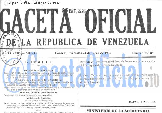 Gaceta Oficial 35886 del 24 Enero 1996