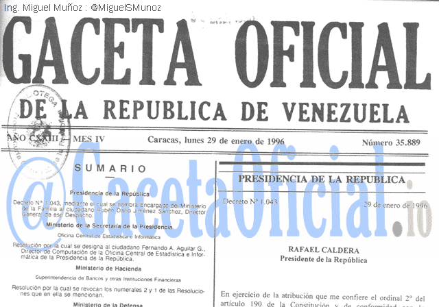 Gaceta Oficial 35889 del 29 Enero 1996