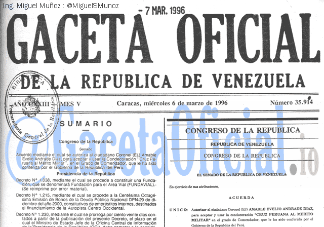 Gaceta Oficial 35914 del 6 Marzo 1996