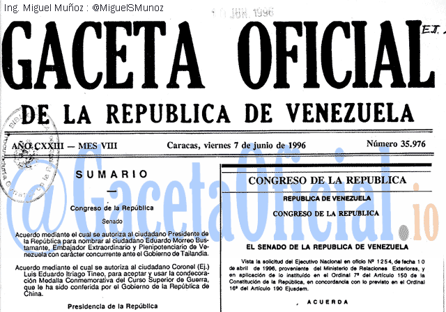 Gaceta Oficial 35976 del 7 Junio 1996