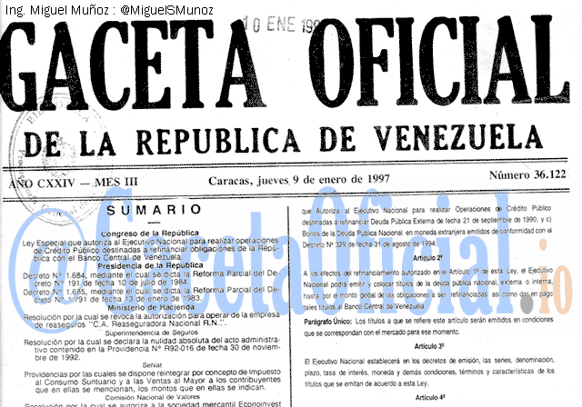 Gaceta Oficial 36122 del 9 Enero 1997
