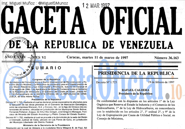 Gaceta Oficial 36163 del 11 Marzo 1997