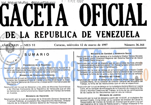 Gaceta Oficial 36164 del 12 Marzo 1997