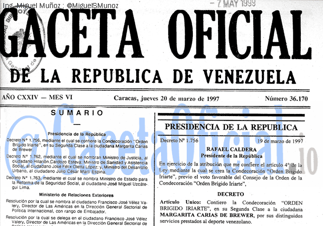 Gaceta Oficial 36170 del 20 Marzo 1997