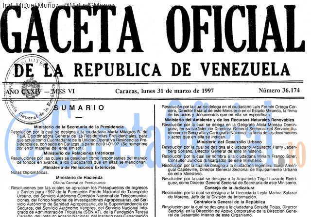 Gaceta Oficial 36174 del 31 Marzo 1997