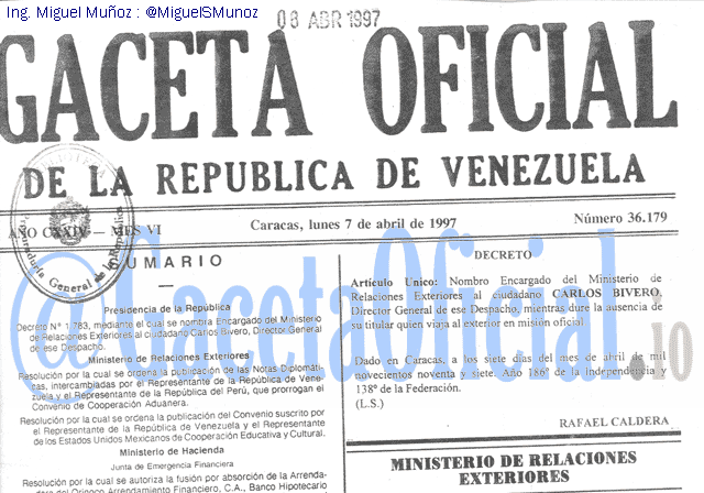 Gaceta Oficial 36179 del 7 Abril 1997