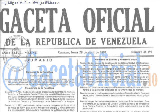 Gaceta Oficial 36194 del 28 Abril 1997