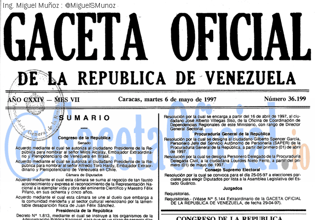 Gaceta Oficial 36199 del 6 Mayo 1997