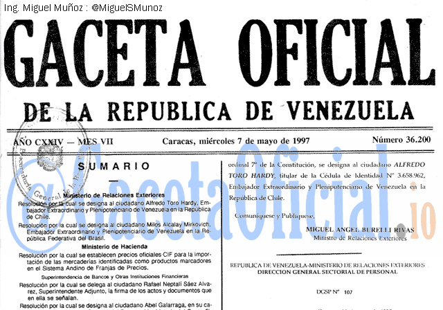 Gaceta Oficial 36200 del 7 Mayo 1997