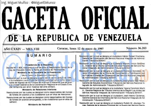 Gaceta Oficial 36203 del 12 Mayo 1997