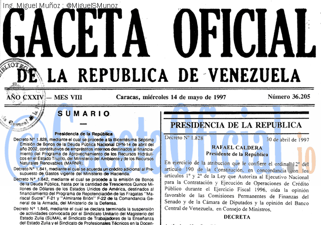 Gaceta Oficial 36205 del 14 Mayo 1997