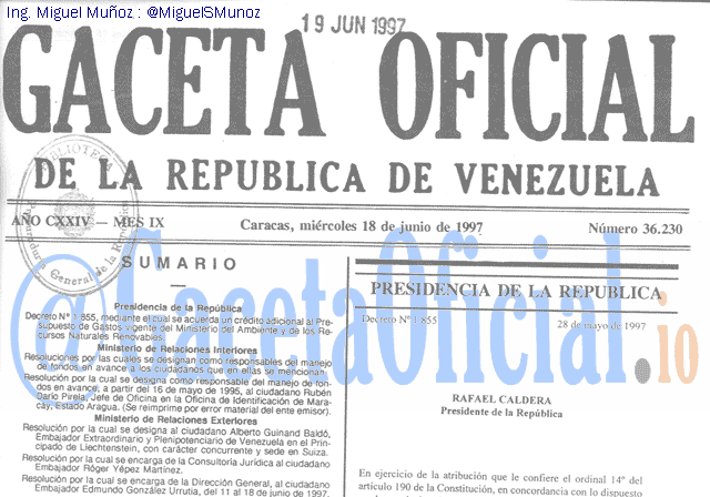 Gaceta Oficial 36230 del 18 Junio 1997