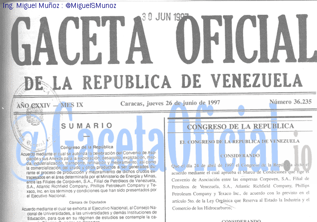 Gaceta Oficial 36235 del 26 Junio 1997