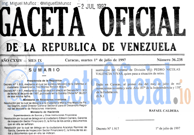 Gaceta Oficial 36238 del 1 Julio 1997