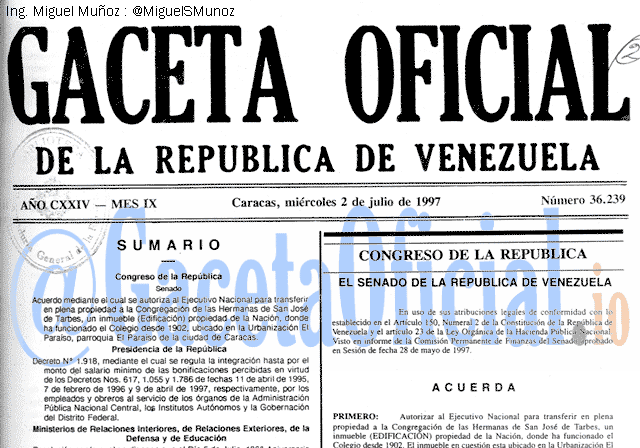 Gaceta Oficial 36239 del 2 Julio 1997