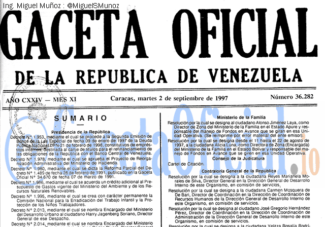 Gaceta Oficial 36282 del 2 Septiembre 1997