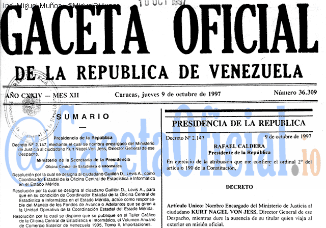 Gaceta Oficial 36309 del 9 Octubre 1997
