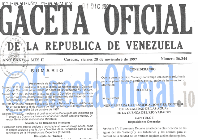 Gaceta Oficial 36344 del 28 Noviembre 1997