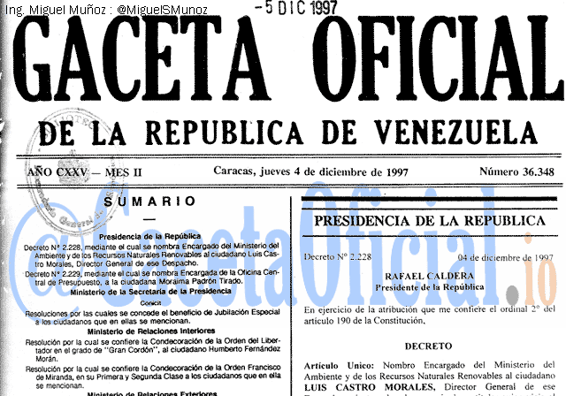 Gaceta Oficial 36348 del 4 Diciembre 1997