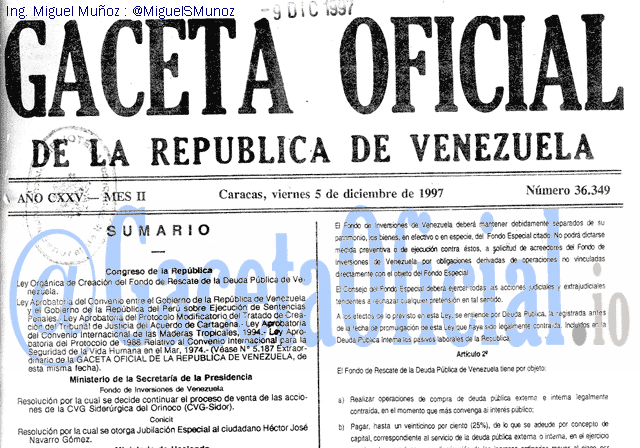 Gaceta Oficial 36349 del 5 Diciembre 1997