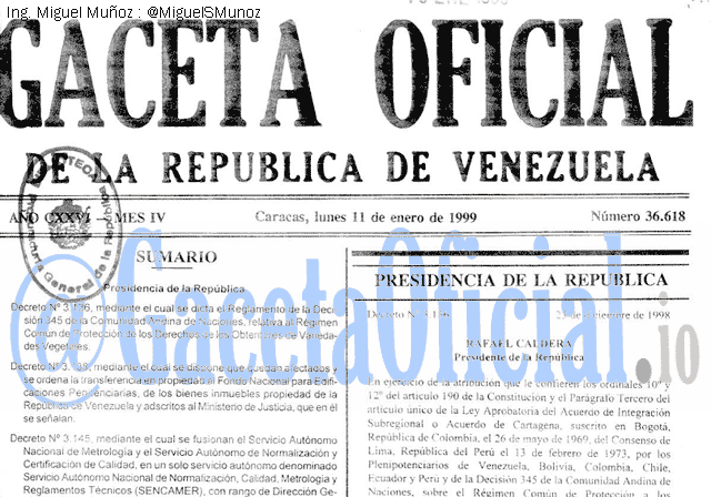 Gaceta Oficial 36618 del 11 Enero 1999