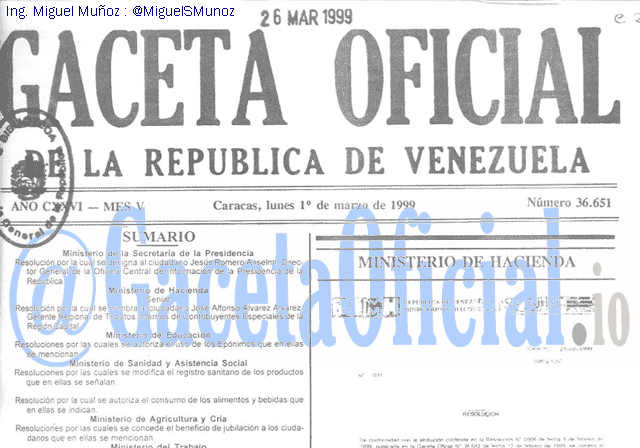 Gaceta Oficial 36651 del 1 Marzo 1999