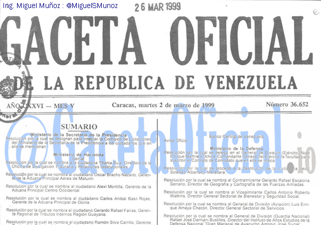 Gaceta Oficial 36652 del 2 Marzo 1999