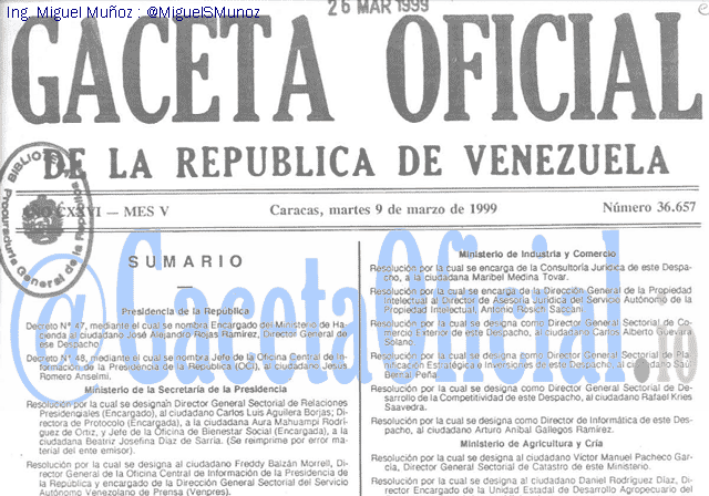 Gaceta Oficial 36657 del 9 Marzo 1999